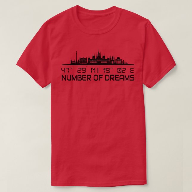 Budapest Skyline GPS koordiniert Hauptstadt Ungarn T-Shirt (Design vorne)