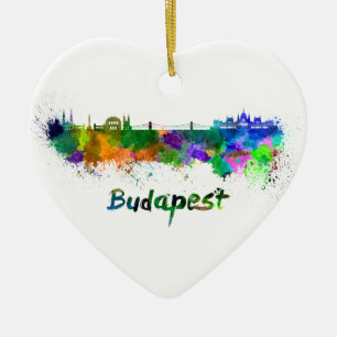 Budapest skyline im Watercolor Keramikornament