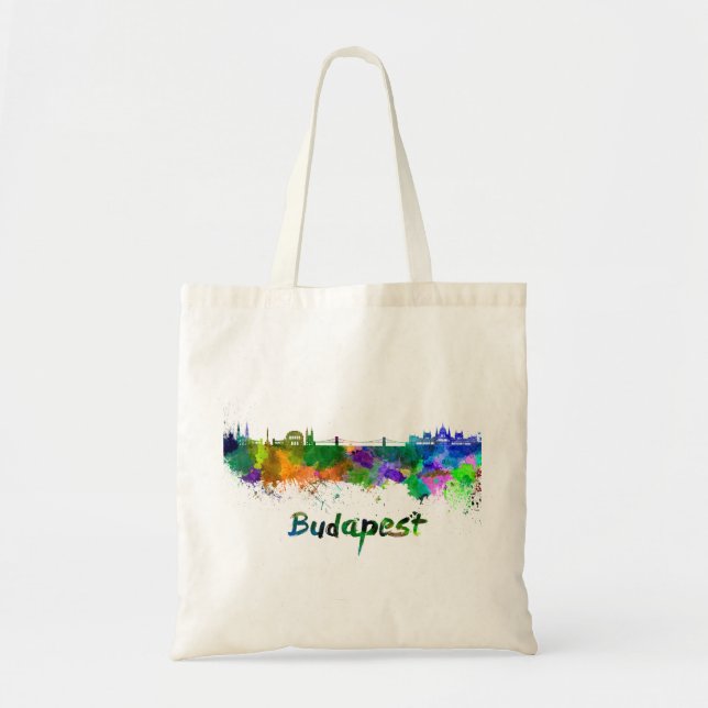 Budapest skyline im Watercolor Tragetasche (Vorne)