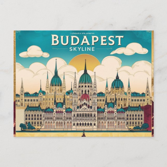 Budapest Skyline Travel Captivating Artwork Postkarte (Vorderseite)