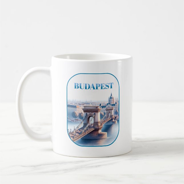 Budapest Széchenyi Kettenbrücke Kaffeetasse (Links)