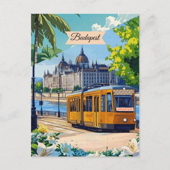 Budapest Travel Postcard Art, Ungarn Travel Postc Postkarte (Vorderseite)