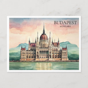 Budapest Ungarn Aquarellfarben Postkarte Donauansi