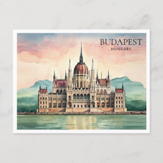 Budapest Ungarn Aquarellfarben Postkarte Donauansi
