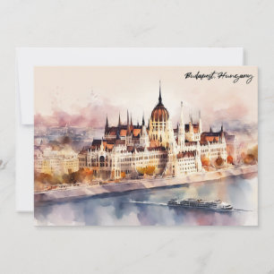 Budapest Ungarn Aquarellmalerei Panoramablick Karte