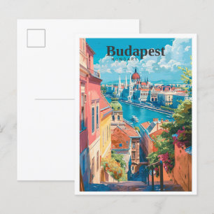 Budapest Ungarn Art Vintage Reise Postkarte