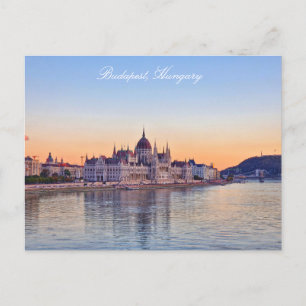 Budapest, Ungarn, Burg Buda, Stadt am Abend Postkarte