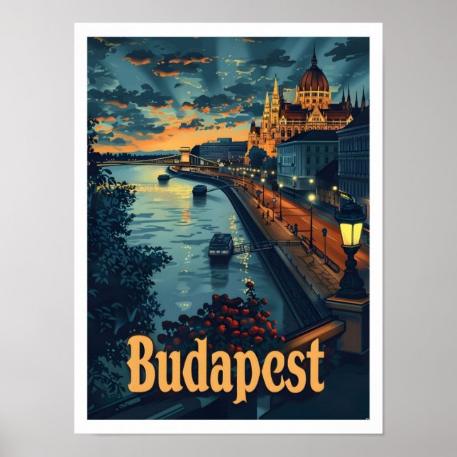 Budapest Ungarn Classic Art Retro Vintage Reise Poster (Vorne)