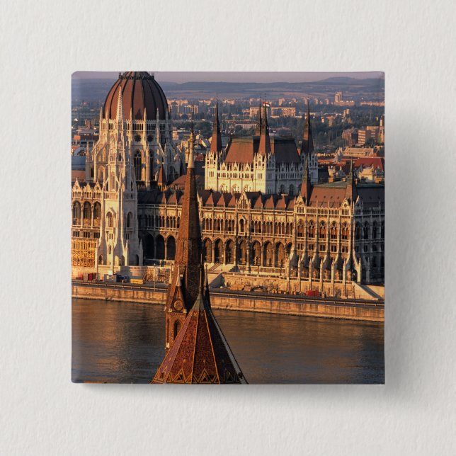 Budapest, Ungarn, Donau-Fluss, Parlament Button (Vorderseite)