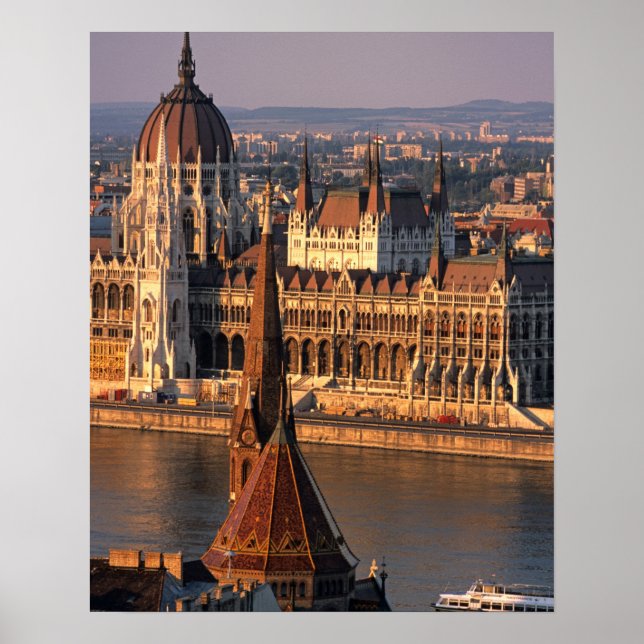 Budapest, Ungarn, Donau Fluss, Parlament Poster (Vorne)