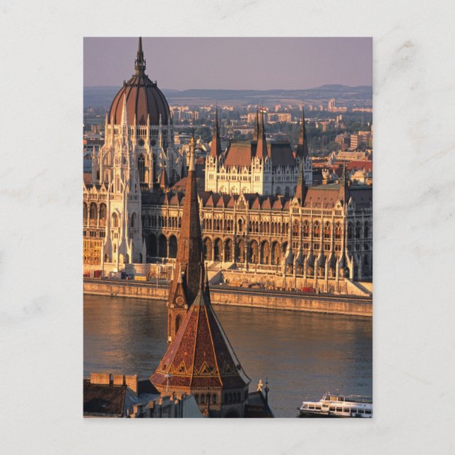 Budapest, Ungarn, Donau Fluss, Parlament Postkarte (Vorderseite)