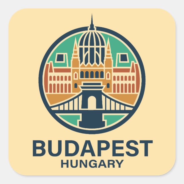 Budapest Ungarn Europa Quadratischer Aufkleber (Vorderseite)