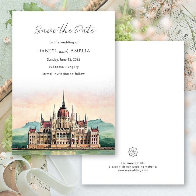 Budapest Ungarn Hochzeit in Urlaubsort Save the Da Date (Budapest Hungary Destination Wedding Save The Date)