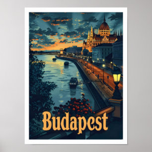 Budapest Ungarn Klassische Kunst Retro Vintage Rei Poster