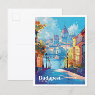 Budapest Ungarn Kunst Vintage Reise Postkarte