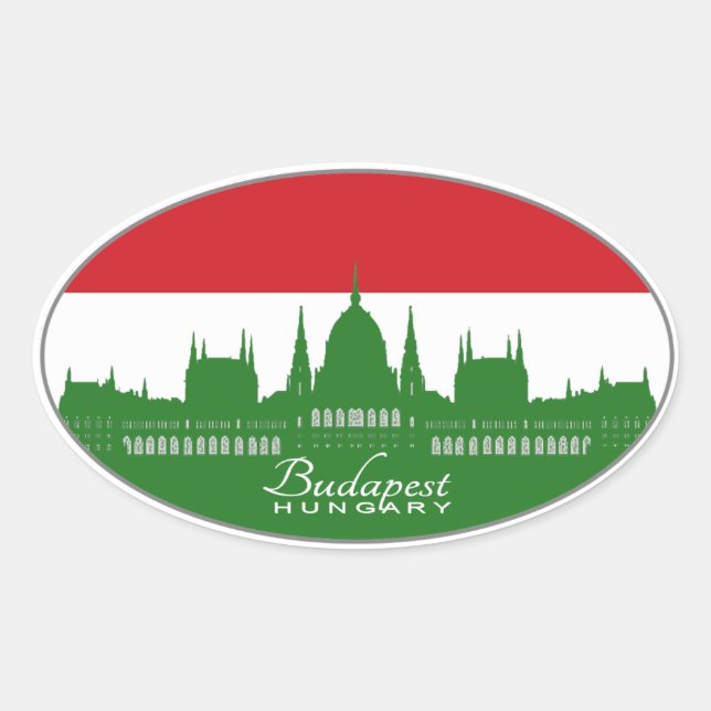 Budapest, Ungarn, Magyarország (Tricolor) Ovaler Aufkleber (Vorderseite)