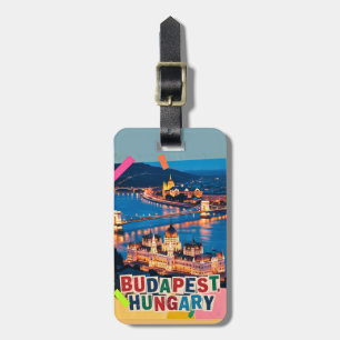 Budapest Ungarn Nacht Stadtlandschaft Pop-Art Coll Gepäckanhänger