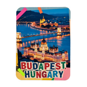 Budapest Ungarn Nacht Stadtlandschaft Pop-Art-Coll Magnet