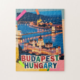 Budapest Ungarn Nacht Stadtlandschaft Pop-Art-Coll Puzzle