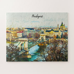 Budapest Ungarn Öl Paint Panorama Aussicht Puzzle