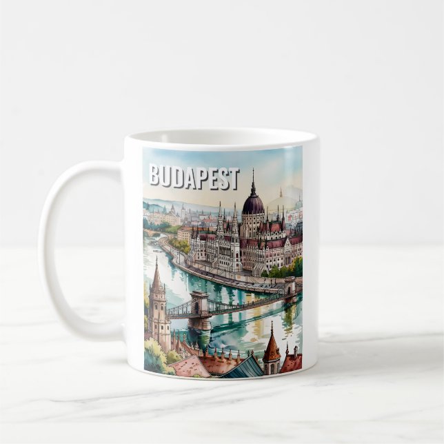 Budapest Ungarn Parlament Donau Skyline Kaffeetasse (Links)