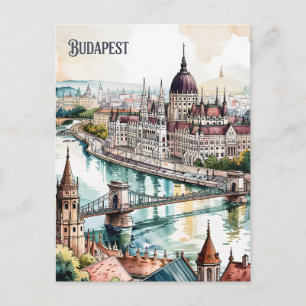 Budapest Ungarn Parlament Donau Skyline Postkarte
