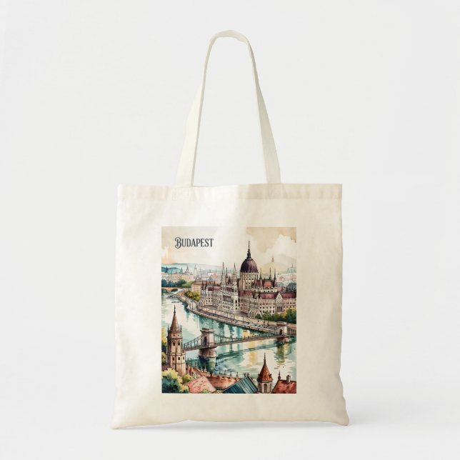 Budapest Ungarn Parlament Donau Skyline Tragetasche (Vorne)