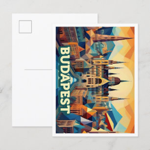 Budapest Ungarn Reise künstlerisch farbenfroh Postkarte