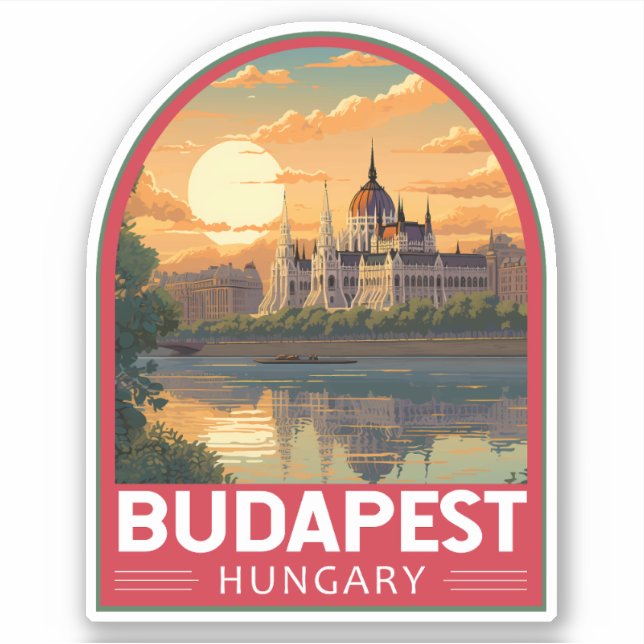 Budapest Ungarn Reisen Kunst Vintag Aufkleber (Vorderseite)