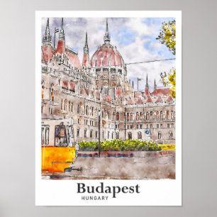 Budapest Ungarn Reisen Kunst Wasserfarben Sketch Poster