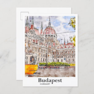 Budapest Ungarn Reisen Kunst Wasserfarben Sketch Postkarte