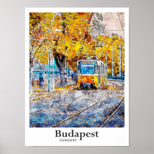 Budapest Ungarn Reisen Wasserfarben Hand zeichnen Poster