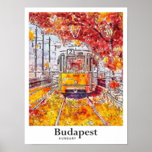 Budapest Ungarn Reisen Wasserfarben Hand zeichnen Poster