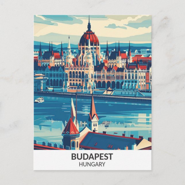 Budapest Ungarn Retro Artwork Travel Postkarte (Vorderseite)