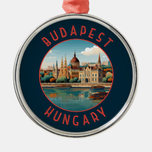 Budapest Ungarn Retro Distressed Circle Ornament Aus Metall