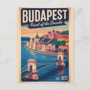 Budapest Ungarn Retro-Silhouette Stadtansicht Reis Postkarte