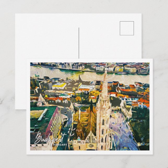 Budapest Ungarn Schöne Öllandschaft Postkarte (Vorne/Hinten)