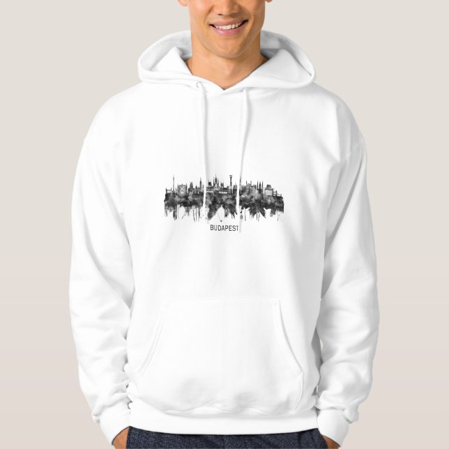 Budapest Ungarn Skyline BW Hoodie (Vorderseite)