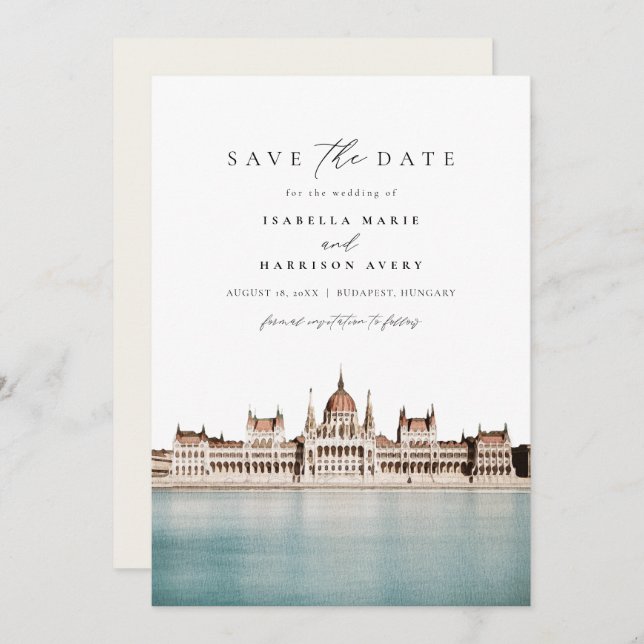 BUDAPEST, UNGARN Skyline Save the Date Einladung (Vorne/Hinten)