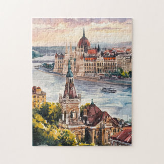 Budapest Ungarn Vintage-Aquarellmalerei Puzzle