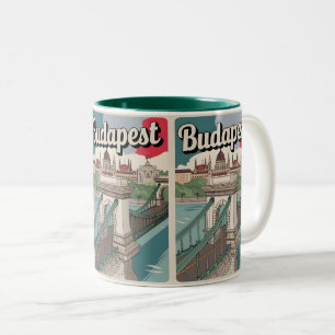 Budapest Ungarn Vintage Elisabethbrücke Geschenke Zweifarbige Tasse