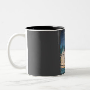 Budapest Ungarn Vintage Minimale Retro Travel Post Zweifarbige Tasse