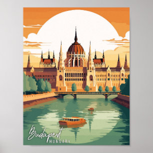 Budapest Ungarn Vintage Reise Illustration Poster