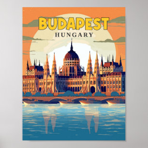 Budapest Ungarn Vintage Reise Illustration Poster