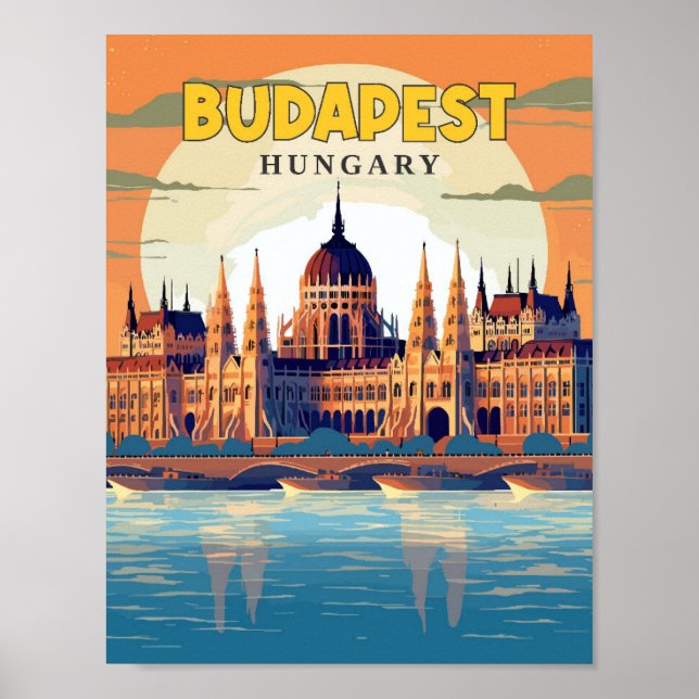 Budapest Ungarn Vintage Reise Illustration Poster (Vorne)