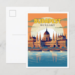 Budapest Ungarn Vintage Reise Illustration Postkarte