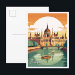Budapest Ungarn Vintage Reise Illustration Postkarte<br><div class="desc">Budapest Ungarn Vintage</div>