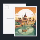 Budapest Ungarn Vintage Reise Illustration Postkarte<br><div class="desc">Budapest Ungarn Vintage</div>