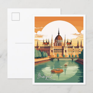 Budapest Ungarn Vintage Reise Illustration Postkarte