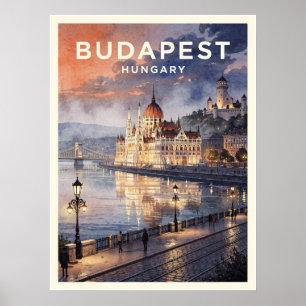 Budapest Ungarn Vintage Reise Poster